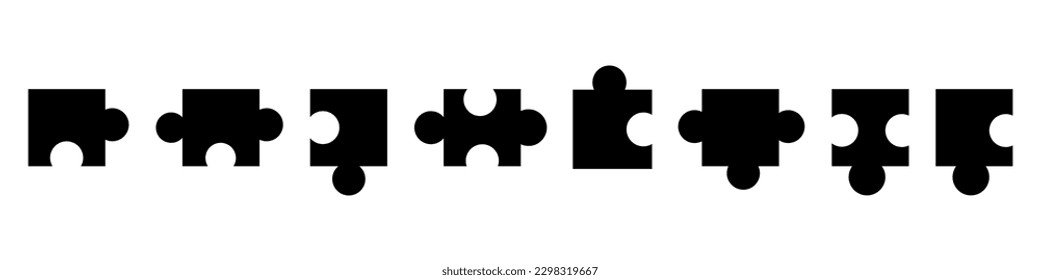 Puzzle schwarzes Symbol für Design. Flache Illustration einzeln auf weißem Hintergrund. Vektor EPS10