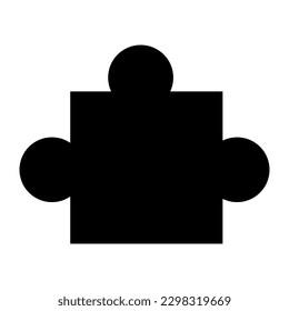 Puzzle black icon for design. Flat style illustration isolated on white background. Vector EPS 10