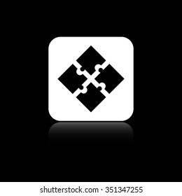 puzzle - black vector icon on the white button