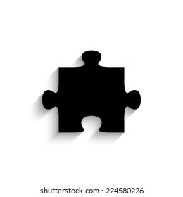 puzzle - black vector icon with shadow