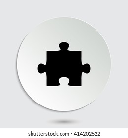 puzzle - black vector  icon with shadow