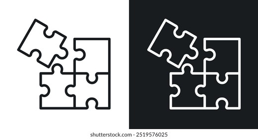 Puzzle black and white icon.