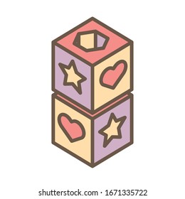 puzzle blocks child toy block style icon vector illustration design