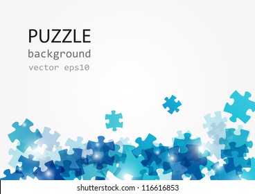 Puzzle blue background with place for text