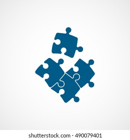 Puzzle Blue Flat Icon On White Background