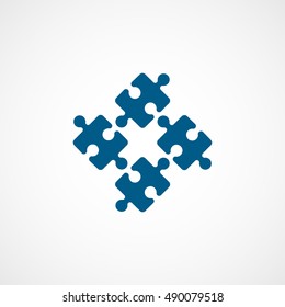 Puzzle Blue Flat Icon On White Background