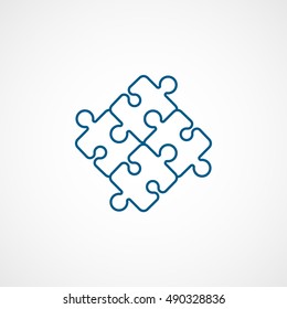 Puzzle Blue Flat Icon On White Background