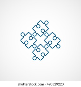 Puzzle Blue Flat Icon On White Background