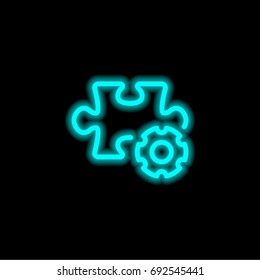 Puzzle blue glowing neon ui ux icon. Glowing sign logo vector
