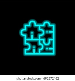 Puzzle blue glowing neon ui ux icon. Glowing sign logo vector