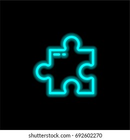 Puzzle blue glowing neon ui ux icon. Glowing sign logo vector