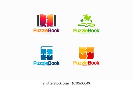 Puzzle Book logo designs concept vector, Child Education and Game logo template