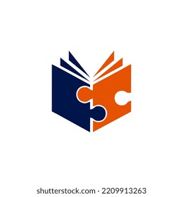 puzzle book logo vector design