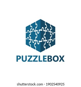 Puzzle box logo template design