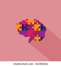 Puzzle Brain Icon - Isolated On Background - Vector Illustration, Graphic Design