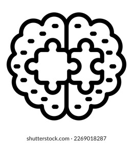 Puzzle brain icon outline vector. Online learn. Classroom toddler
