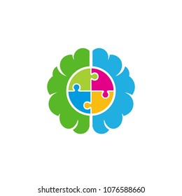 Puzzle Brain Logo Icon Design