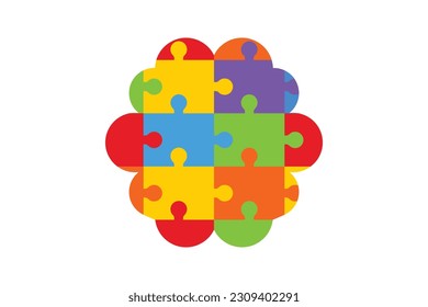 puzzle brain logo vector icon template illustration