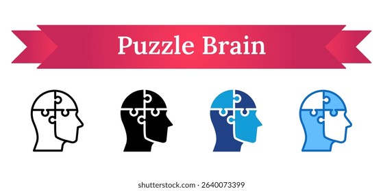 Puzzle Brain Multi Style - head with puzzle pieces, symbolizing critical thinking, cognitive skills, or problem solving