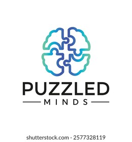 Puzzle and Brain Symbol Logo for Mental Stimulation