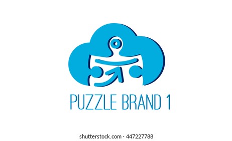Puzzle brand vector logo template