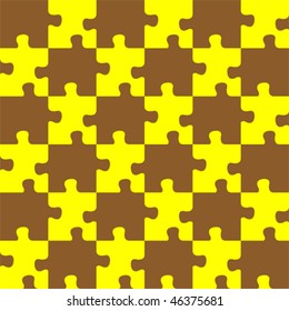 puzzle brown and yellow colors, seamless abstract texture; art illustration