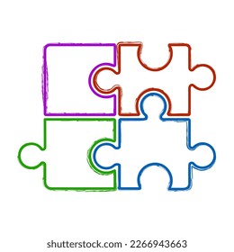 broche de rompecabezas sobre fondo blanco, ilustración vectorial.
