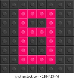 Puzzle building Blocks number 8 in flat design, illustration number set