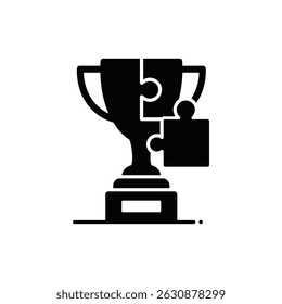 Puzzle Building con trofeo que representa el éxito conjunto