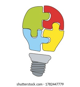 puzzle bulb lamp symbol vector design. idea symbol