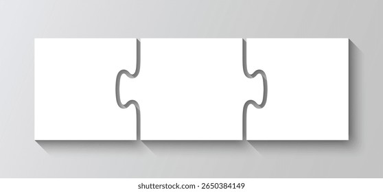 Puzzle business chain infographic with 3 steps. Jigsaw infographics grid. Business info graphic. Process diagram presentation pieces, parts in a row. Vector illustration