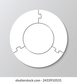 Infografía de la cadena de negocios Puzzle. Plantilla de rompecabezas de círculo. Rejilla de piezas de corte redondas. Fondo moderno con formas de mosaico. Baldosas de marco simple. Ilustración vectorial.