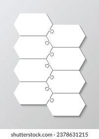 Romper infografías de negocios con 8 piezas. Plantilla de cuadrícula de presentación. Infografía de presentación de negocios Rectangle. Gráfico informativo del rompecabezas con pasos de diagrama de procesos. Vector