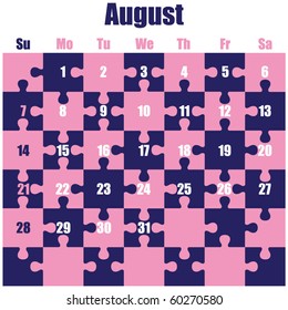 Puzzle calendar. August - 2011