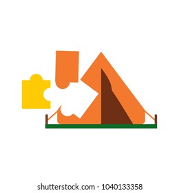 Puzzle Camping Logo Icon Design