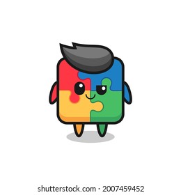 caricatura de rompecabezas con expresión arrogante, diseño de estilo lindo para camiseta, pegatina, elemento logo