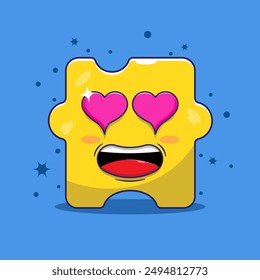 Puzzle character vector. Fascinated face with eyes forming love. puzzle character cartoon vector illustration concept