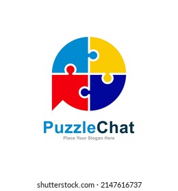 Puzzle chat colorful logo vector design. Suitable for education, social network, and business