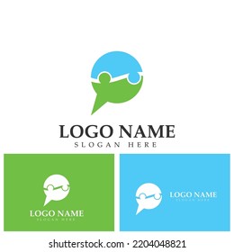 Puzzle chat logo template illustration