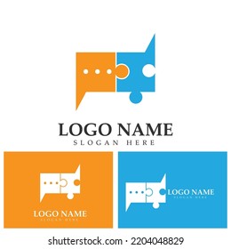 Ilustración del logotipo de chat de rompecabezas