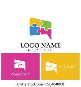 Puzzle chat logo template illustration