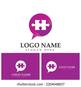 Puzzle chat logo template illustration