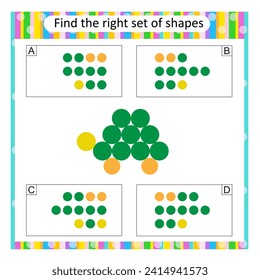 Rompecabezas para los niños. Encuentra el conjunto correcto de tortuga de dibujos animados. La respuesta es D. 