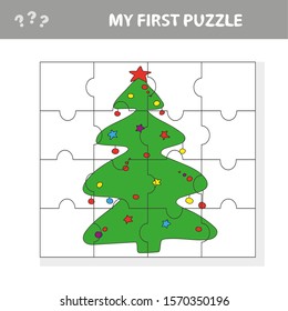 Puzzle Christmas Tree - vector illustration for kids