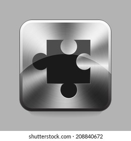 Puzzle chrome or metal  button or icon vector illustration