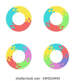 Puzzle circle collection isolated and flat illustration. Vector graphic info template pie charts with 3, 4, 5, 6 steps