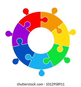 Puzzle circle jigsaw game figure icon. Isolated and flat illustration. Stock vector graphic