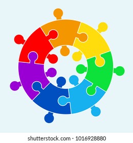 Puzzle circle jigsaw game figure icon. Isolated and flat illustration. Stock vector graphic
