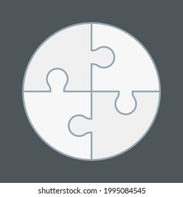 Puzzle circle simple piece template quality vector illustration cut
