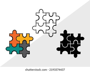 Puzzle Clipart SVG Printable Vector Illustration